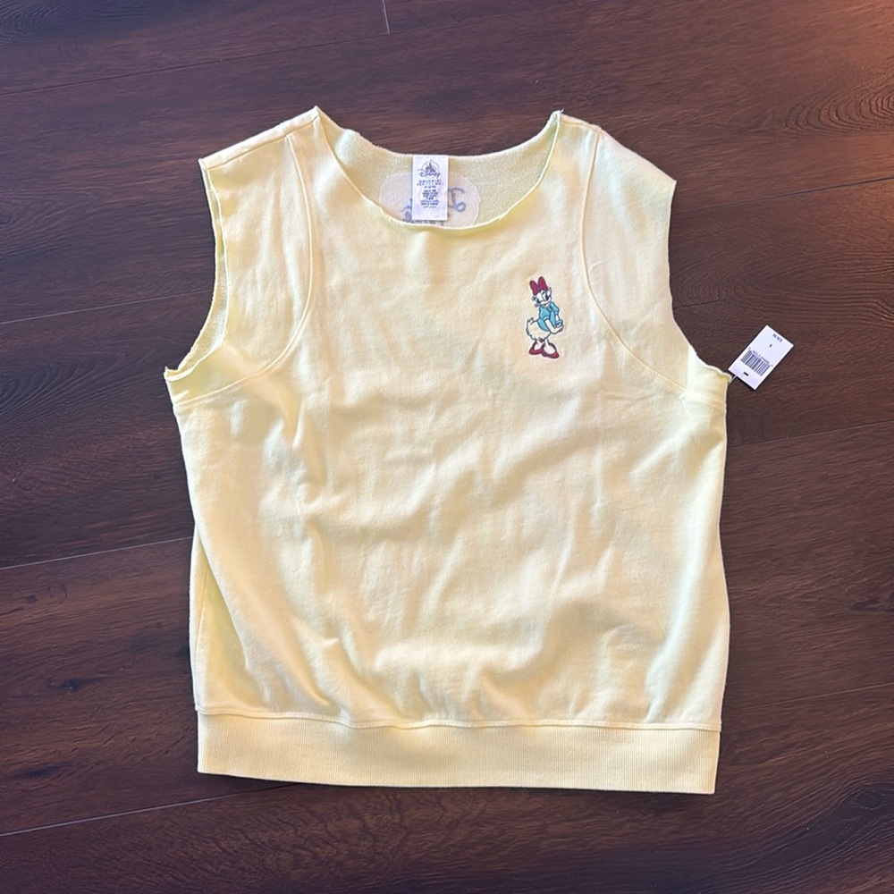 Disney Daisy Duck Yellow Top Sleeveless
Raw Edge Sweatshirt Tank